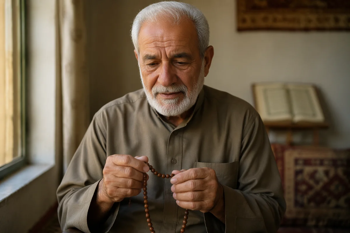 Elderly Middle Eastern Man with Prayer Beads