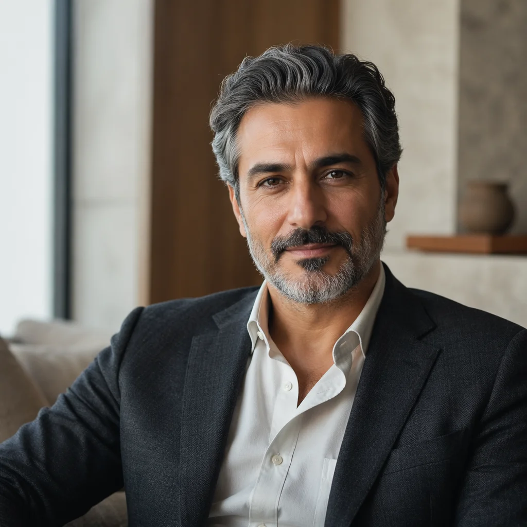Distinguished Middle Eastern Man in Modern Interior