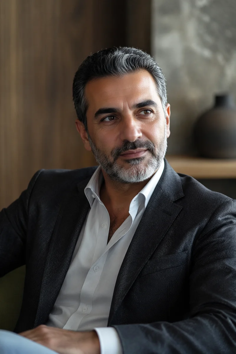 Distinguished Middle Eastern Man in Contemporary Interior