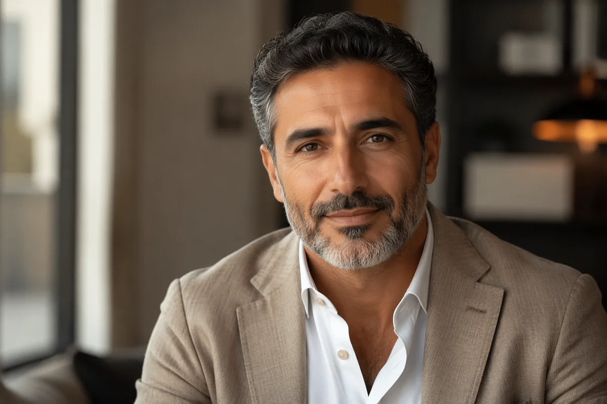 Distinguished Middle Eastern Man Close Up Portrait