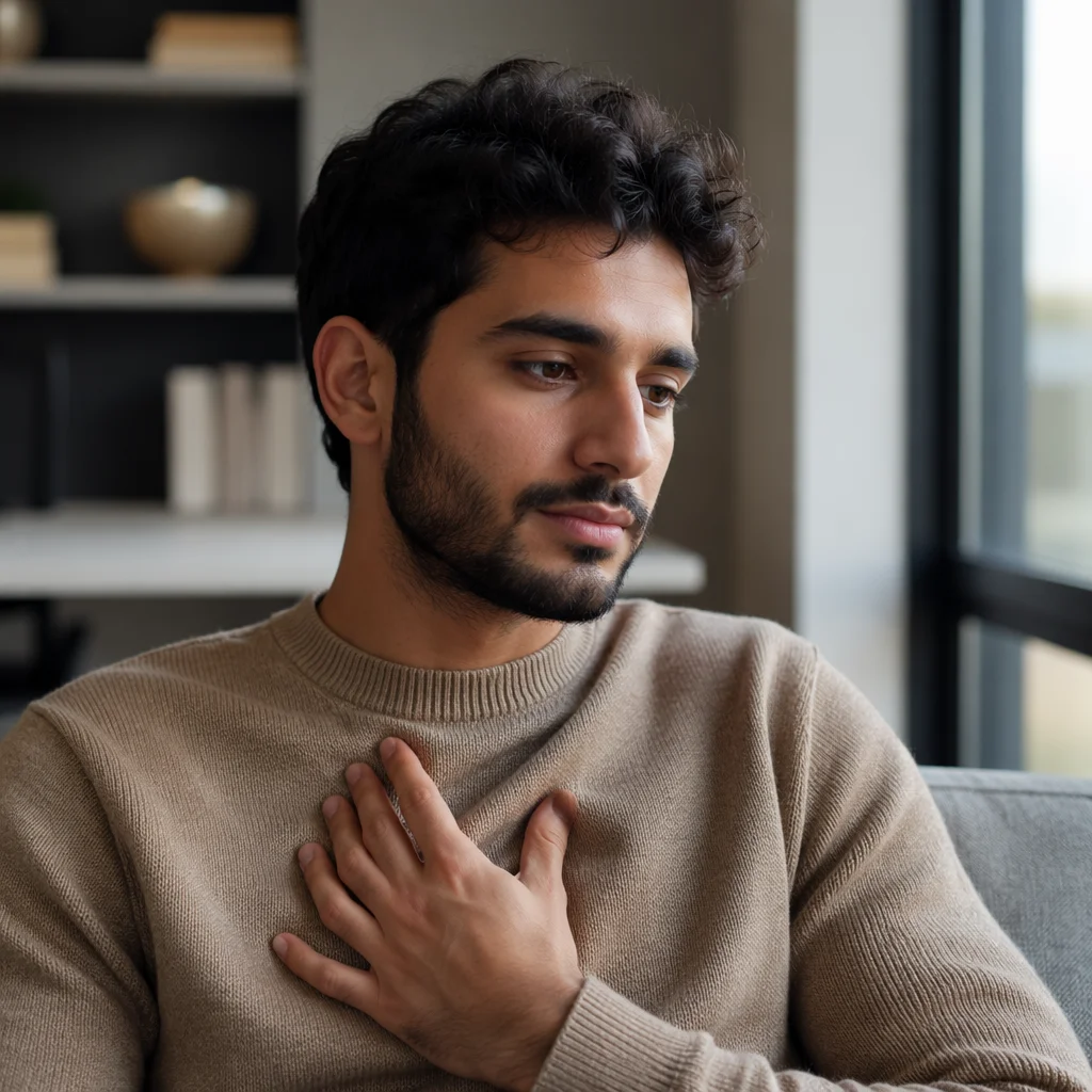 Contemplative Young Man by Window Portrait