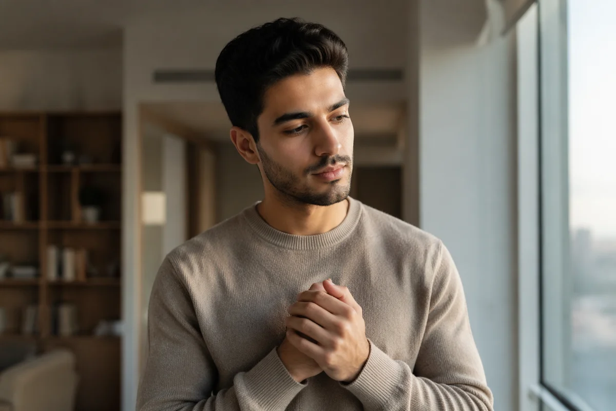 Thoughtful Young Man by Window Light