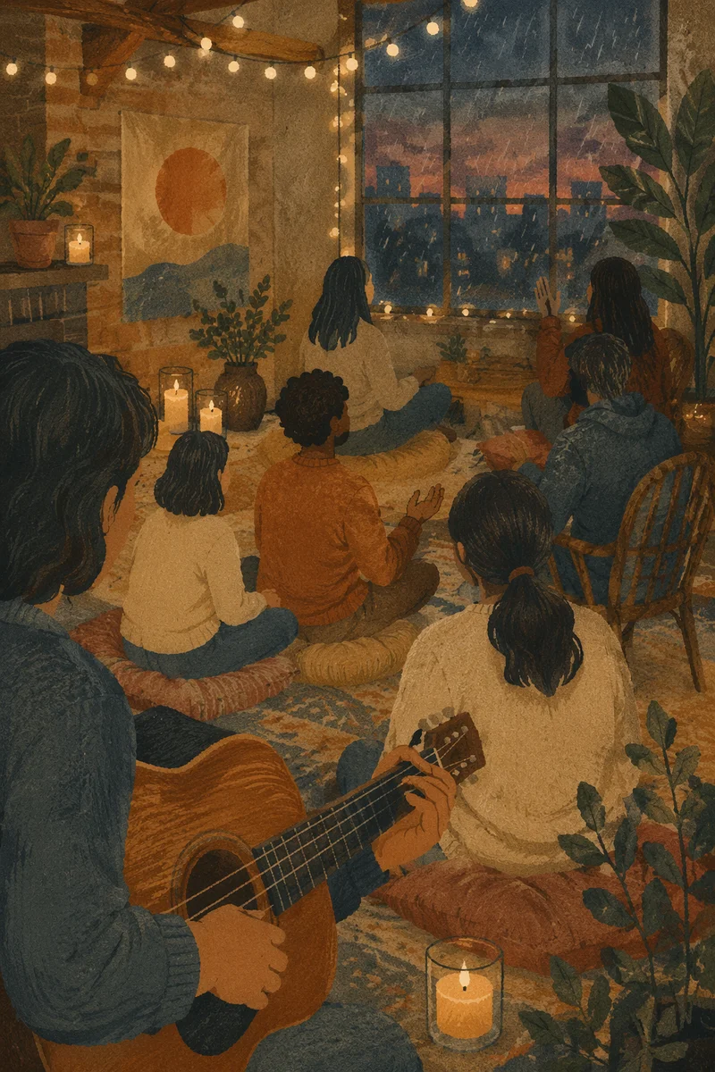 Intimate Acoustic Gathering in Cozy Loft