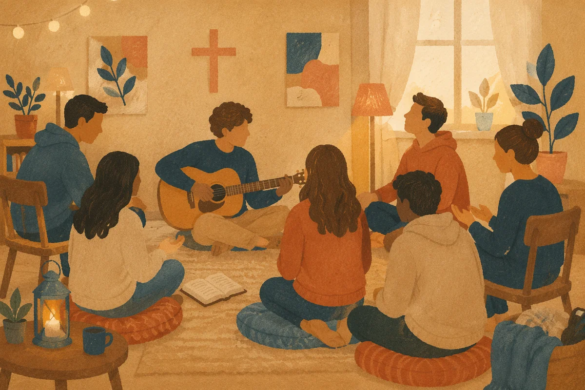 Young Adults in Acoustic Worship Circle