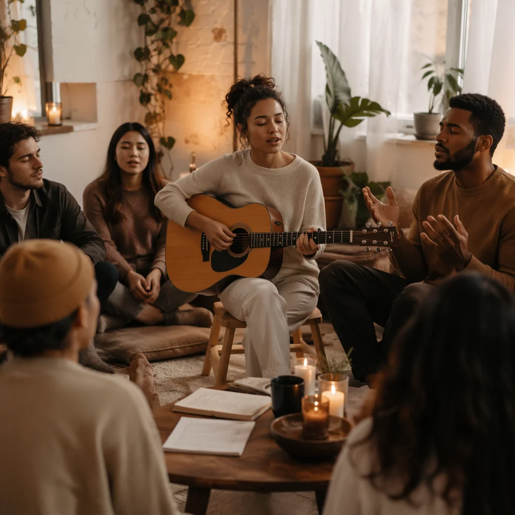 Intimate Acoustic Singing Gathering in Cozy Loft