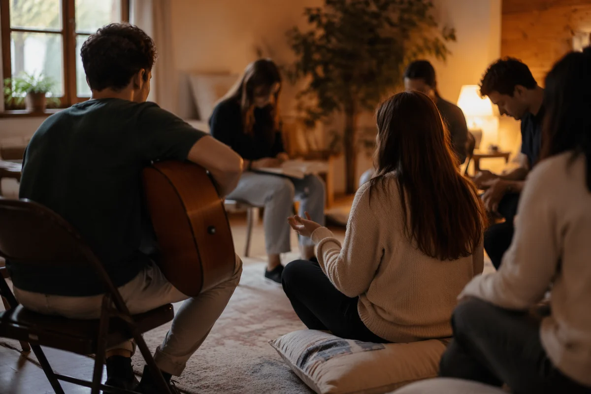 Young Adults in Cozy Acoustic Gathering