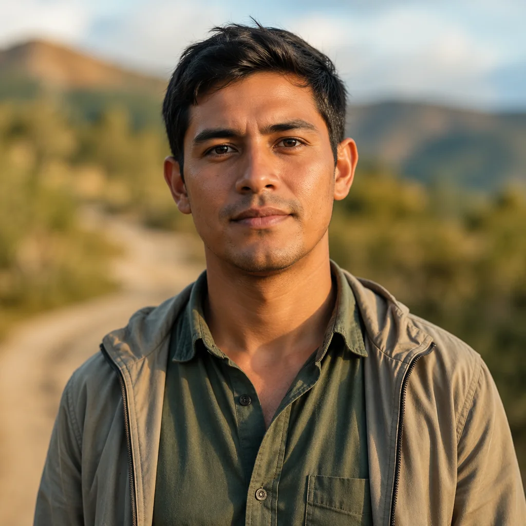 Young Man Portrait on Rural Path