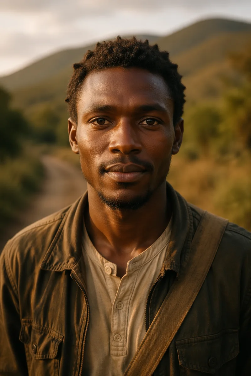 Young Man on Rural Path Portrait