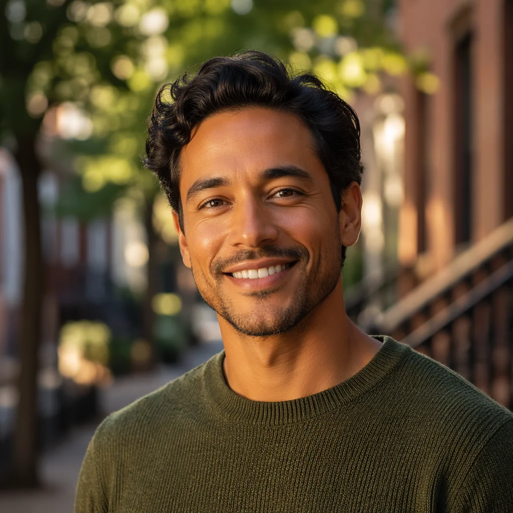 Smiling Mixed Heritage Man at Golden Hour