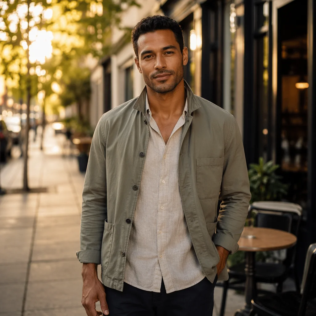 Casual Mixed Race Man on City Sidewalk