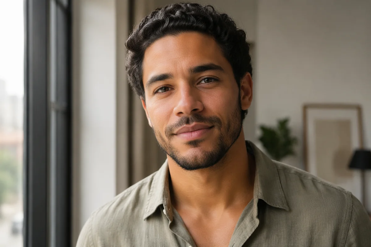 Handsome Mixed Race Man by Window