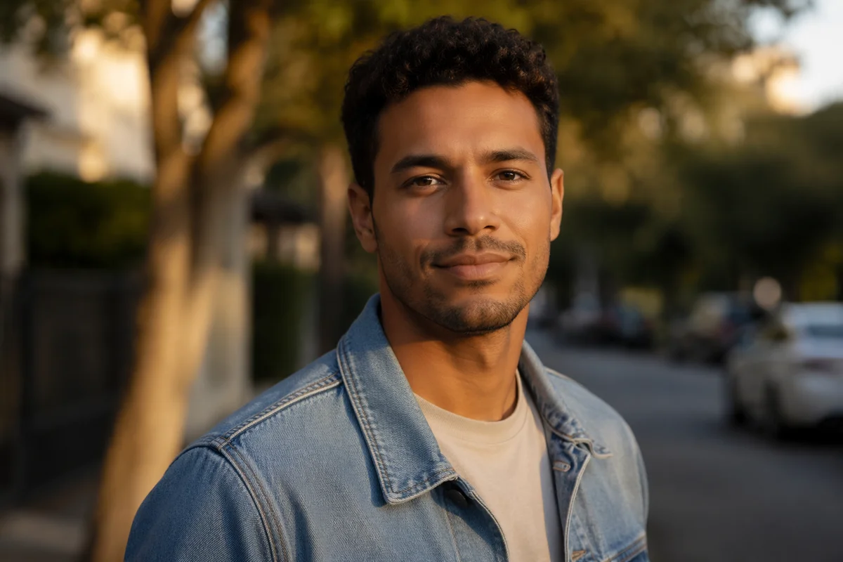 Mixed Race Man on Morning Street