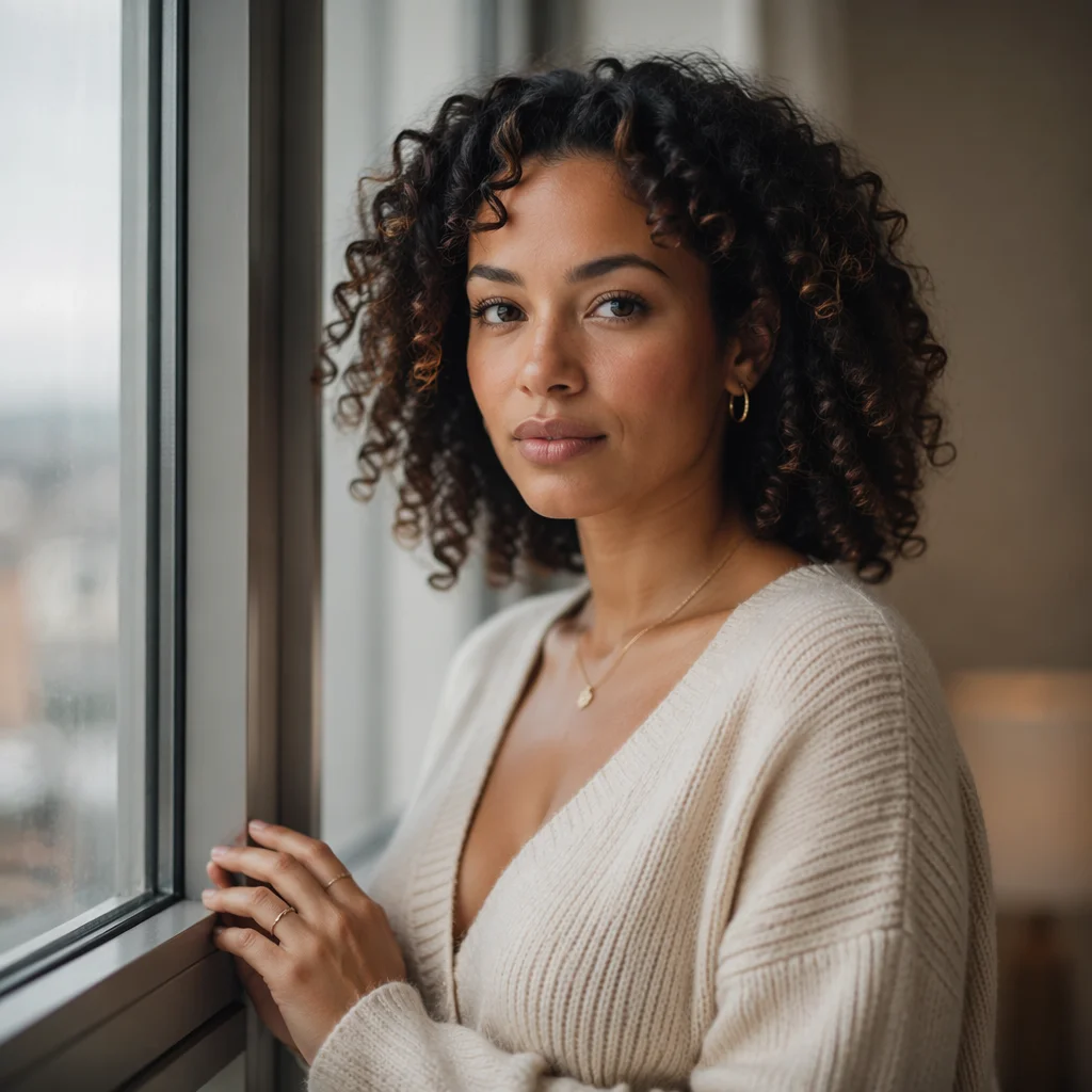 Mixed Race Woman by Window Portrait