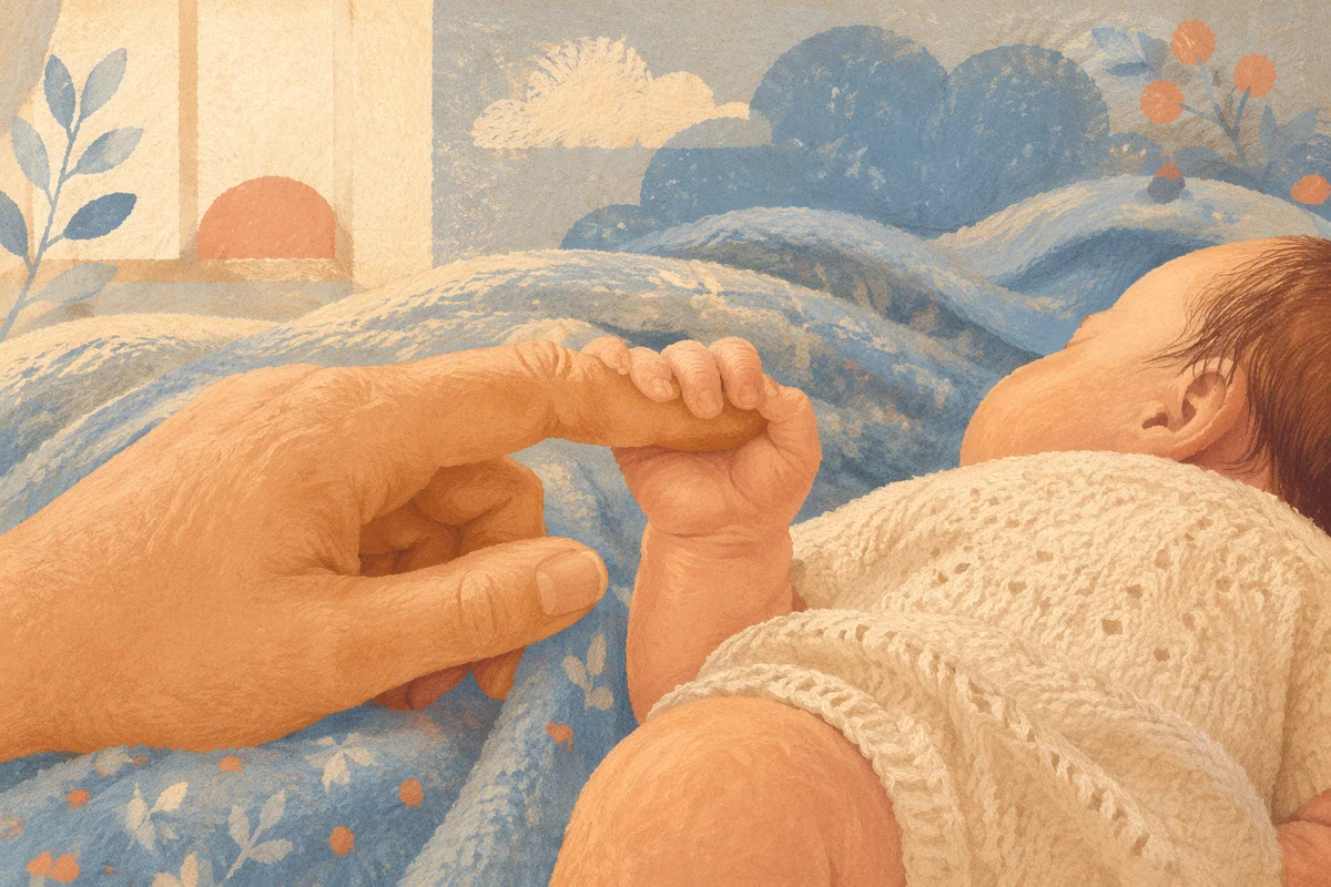 Tender Newborn Hand Holding Mother’s Finger
