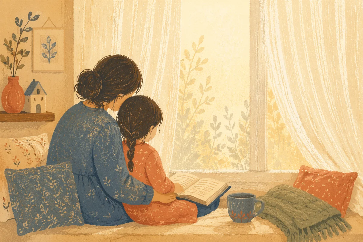 Tender Morning Devotion With Mother and Child