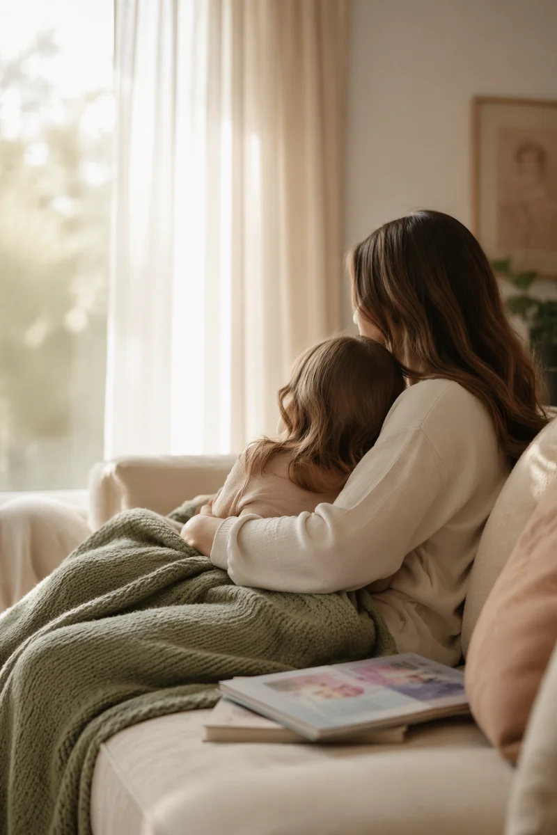 Tender Mother and Child Morning Embrace