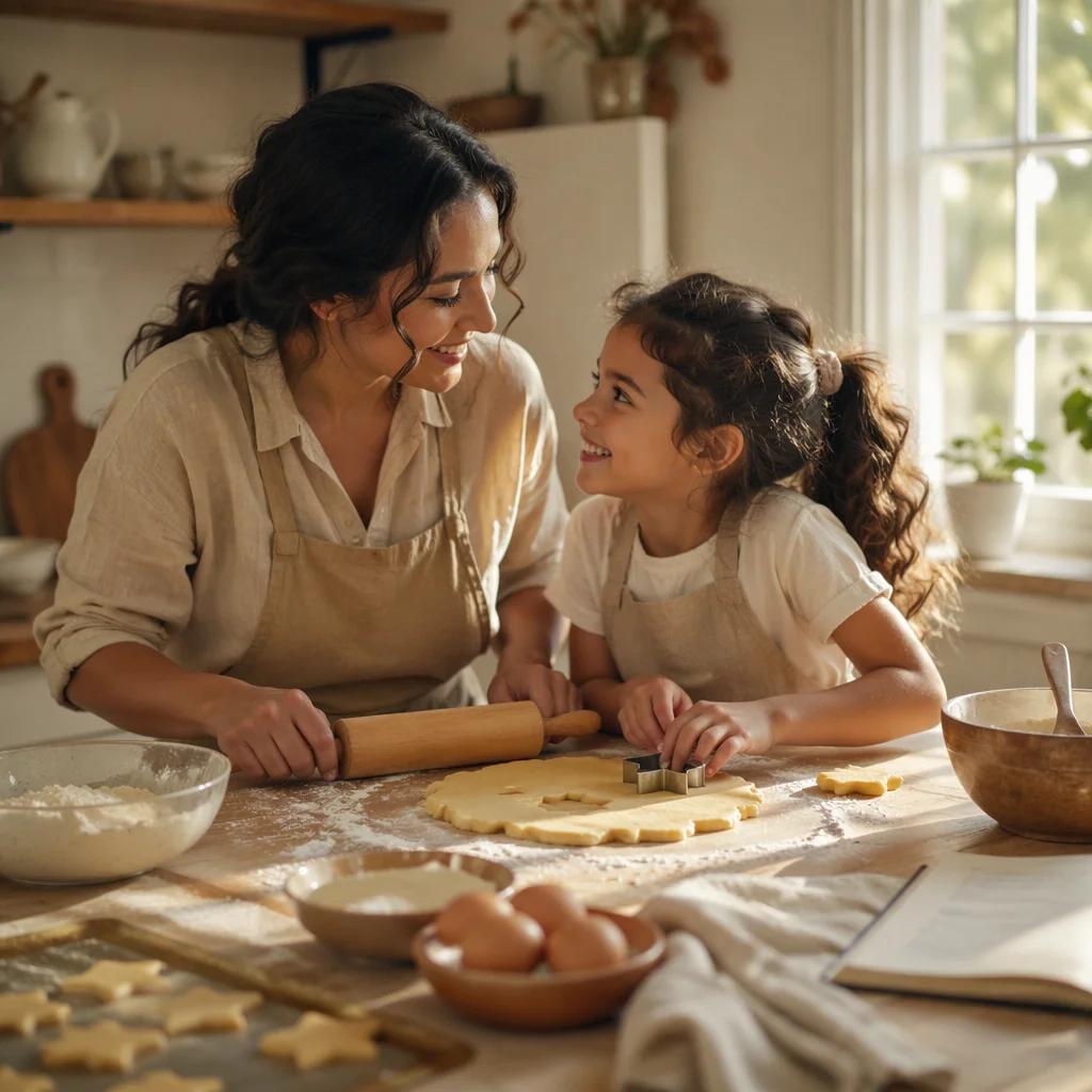 Mother and Daughter Baking Cookies Together