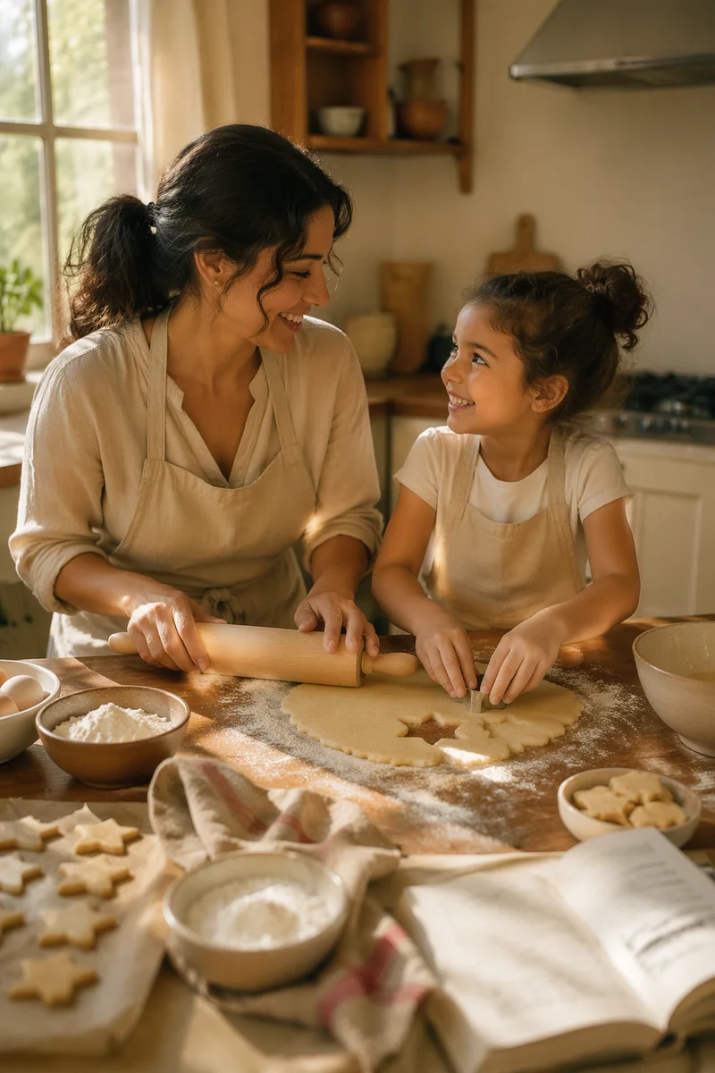 Mother and Daughter Baking Cookies Together