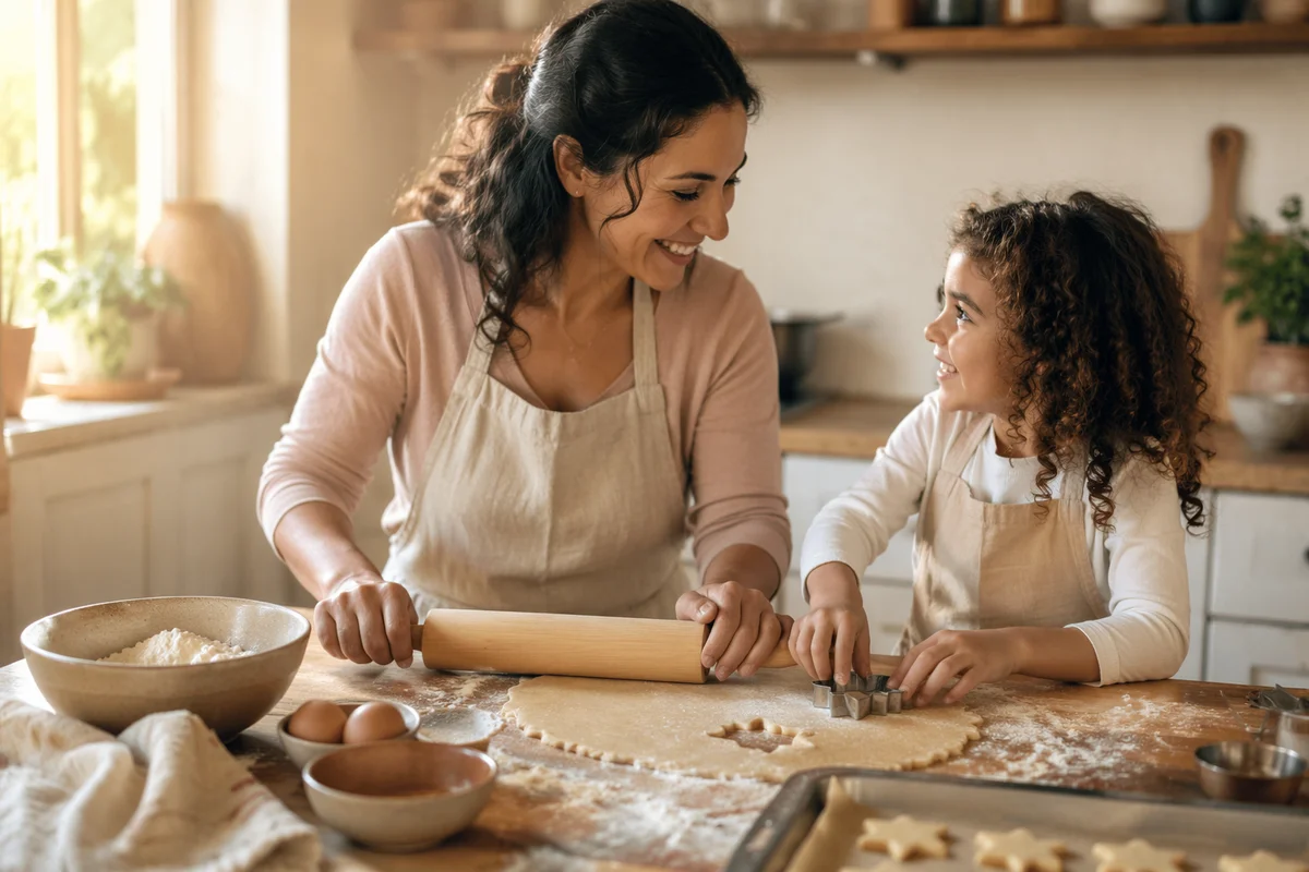 Mother and Daughter Baking Cookies Together