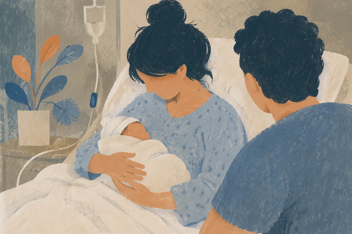 Tender Mother and Newborn Hospital Moment