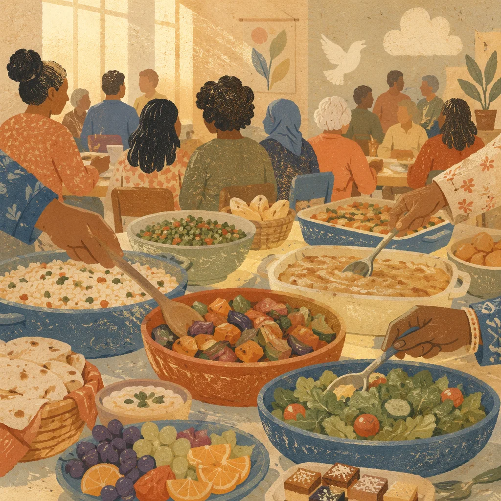 Multicultural Church Potluck Fellowship Table