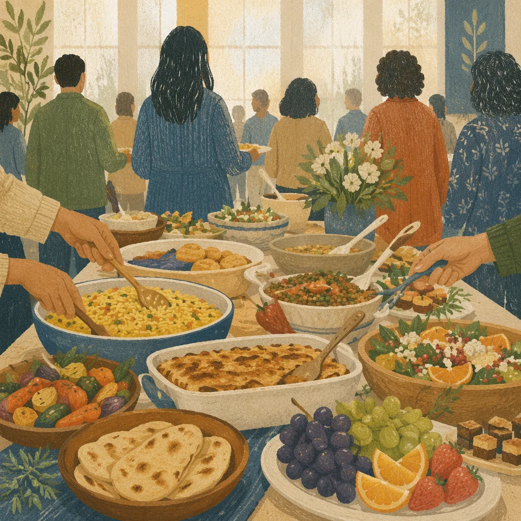 Multicultural Church Potluck Fellowship Table