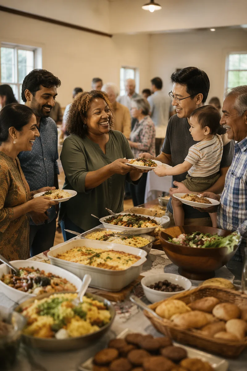 Multicultural Church Potluck Fellowship Gathering