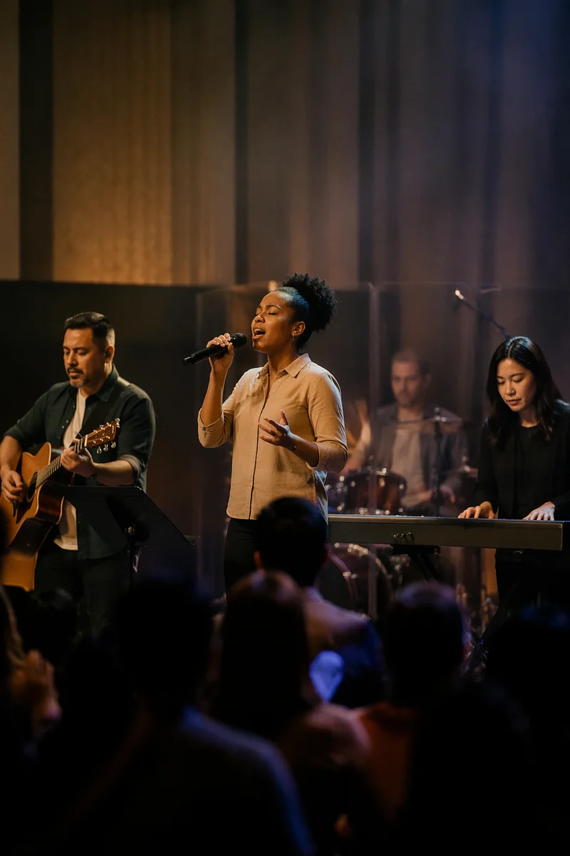 Multicultural Worship Band on Church Stage