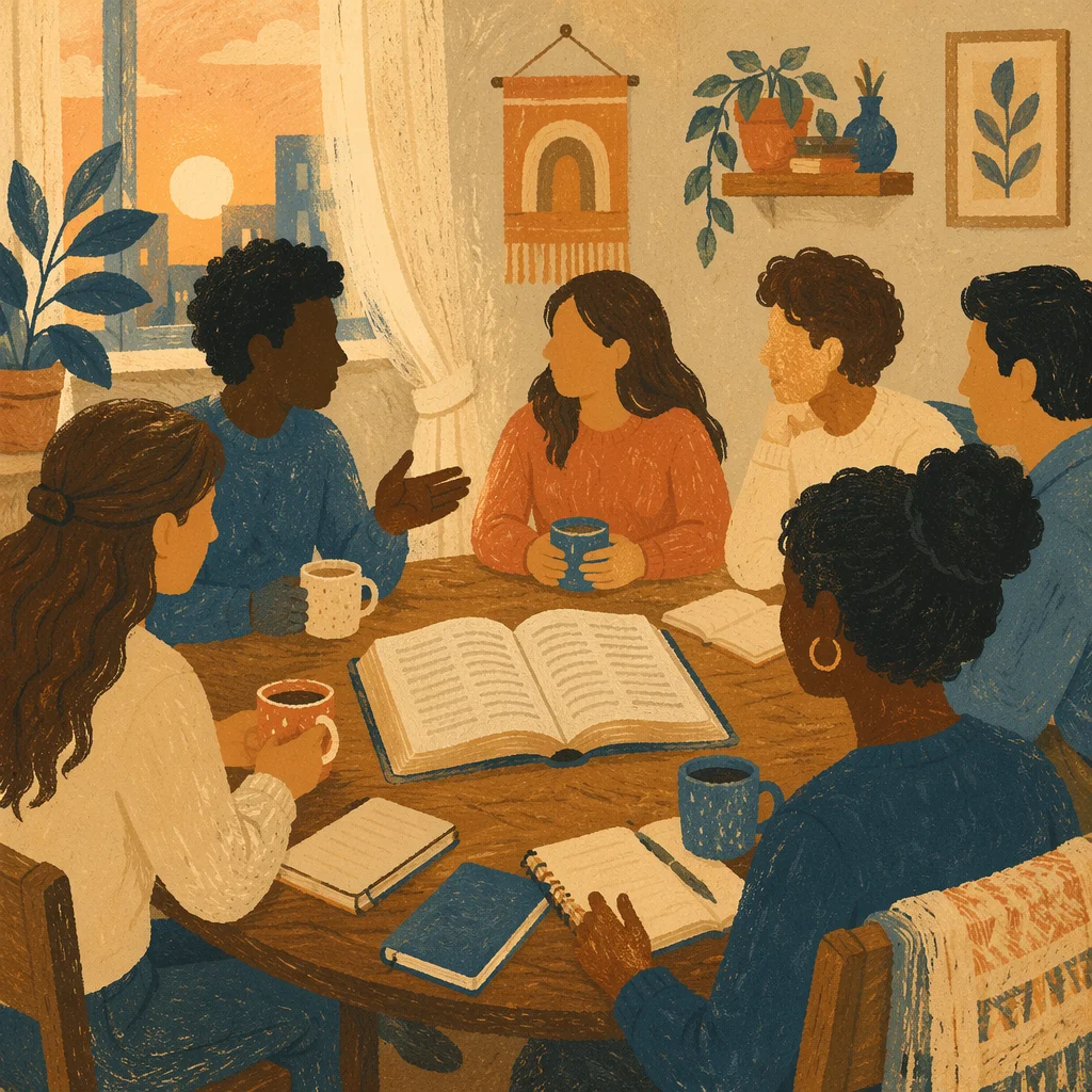 Warm Multiethnic Bible Study Group Gathering