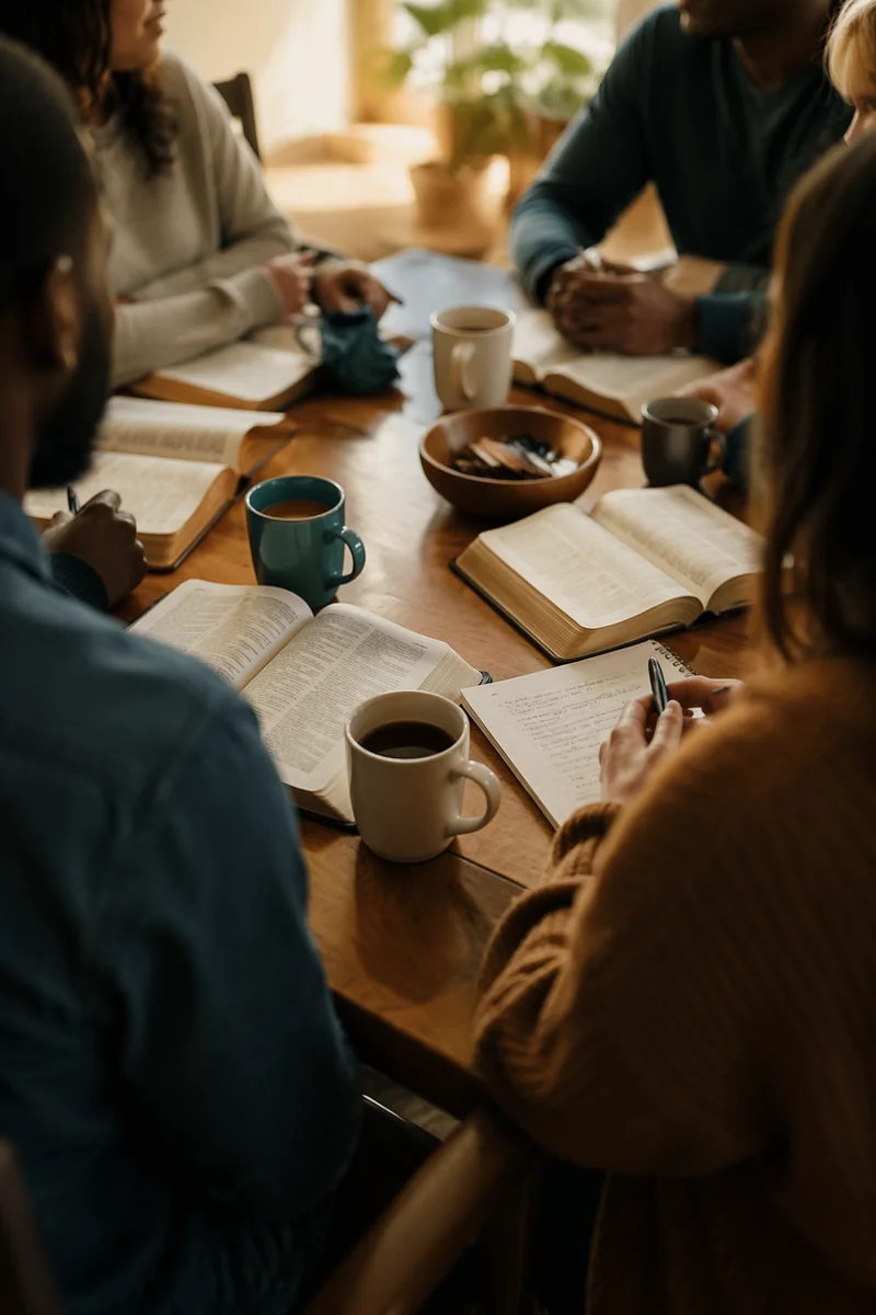 Multiethnic Bible Study Group Around Table