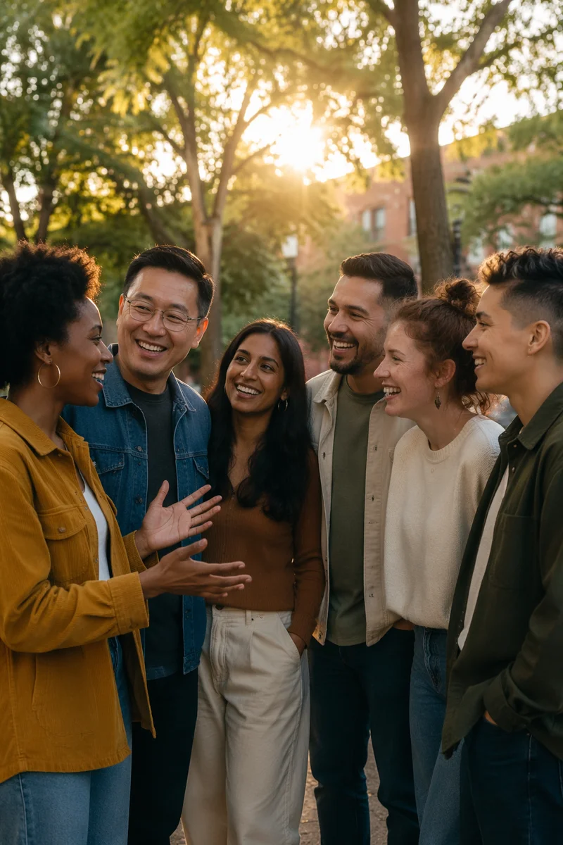 Diverse Friends Laughing Together in Park