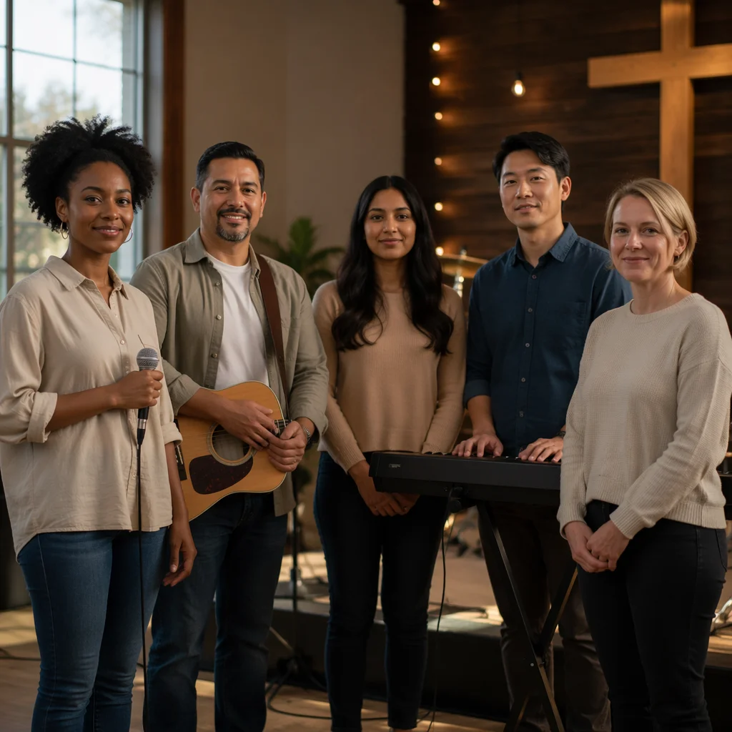 Diverse Worship Team Group Portrait