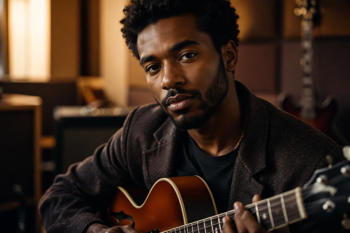 Young Musician Portrait in Warm Studio