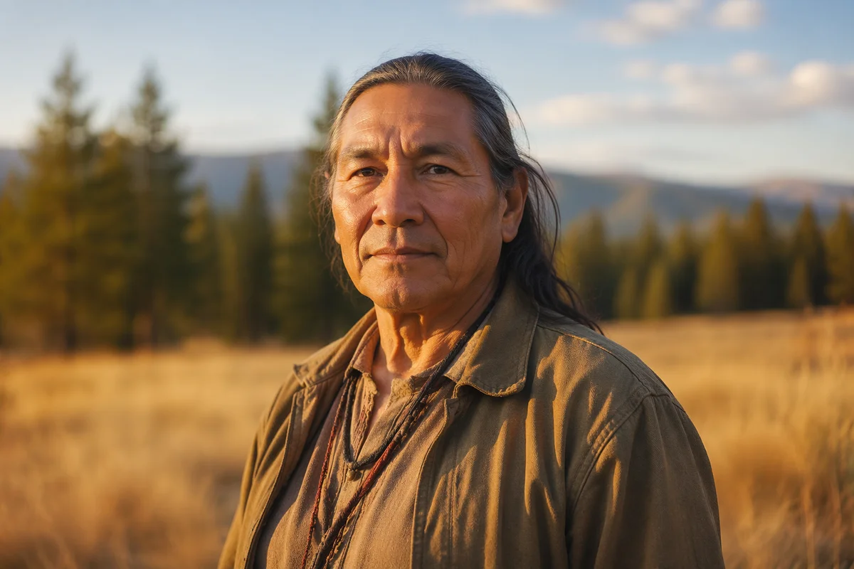 Dignified Indigenous Man in Meadow Portrait