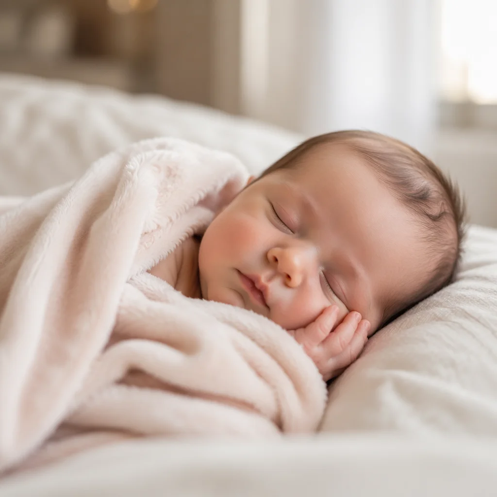 Peacefully Sleeping Newborn in Soft Blanket