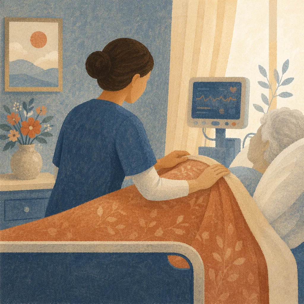 Compassionate Nurse Comforting Elderly Patient