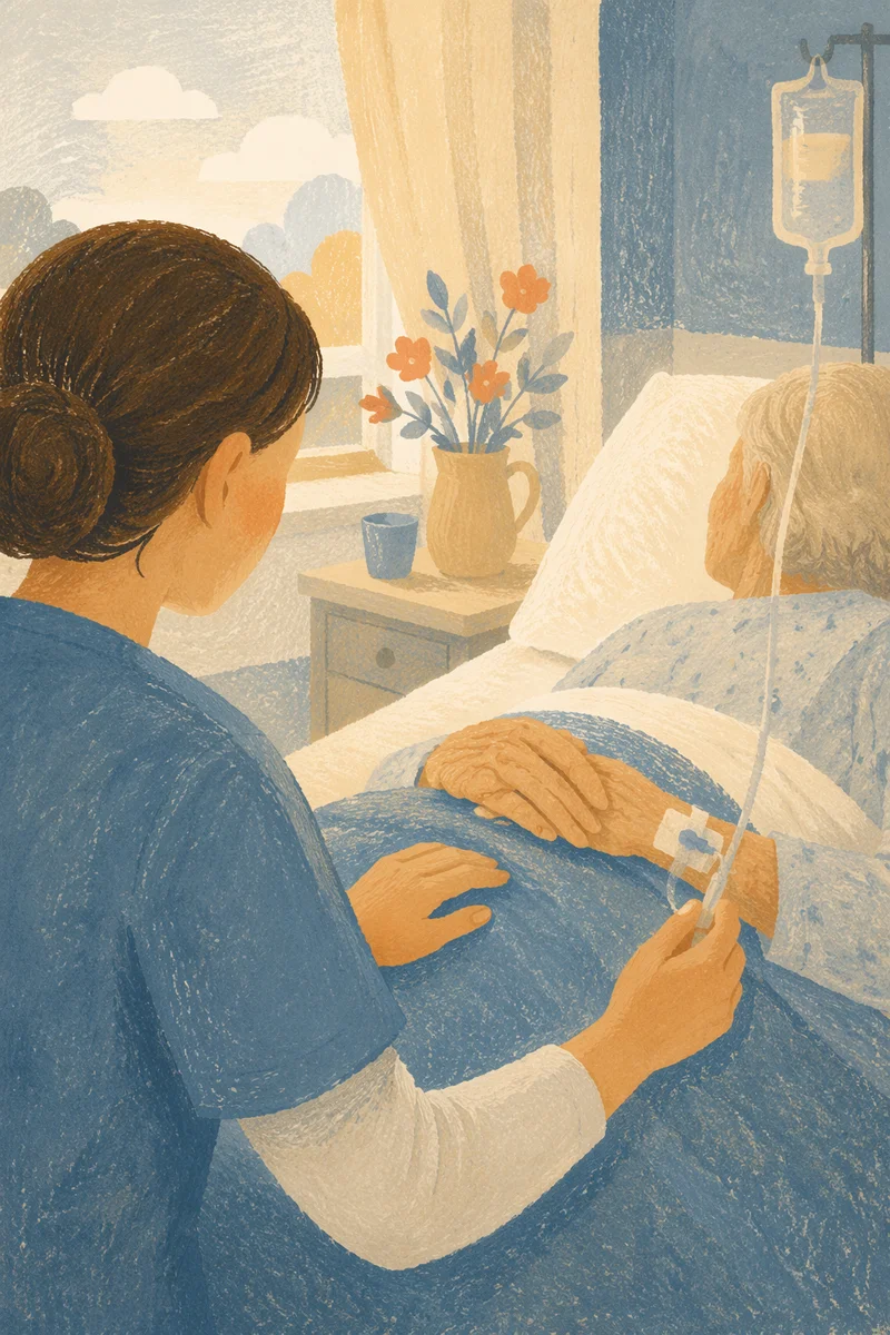 Compassionate Nurse Caring in Hospital Room