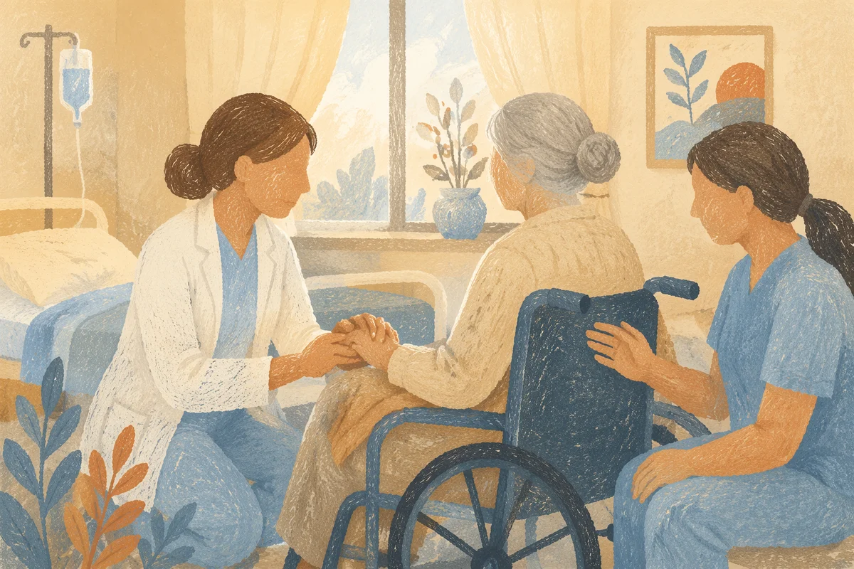 Compassionate Nurse Supporting Elderly Patient Care