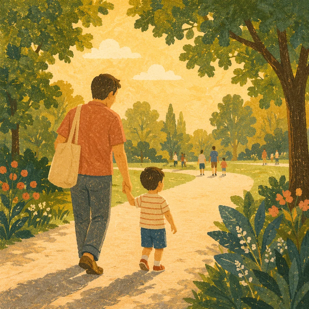 Parent and Child Walking in Trust