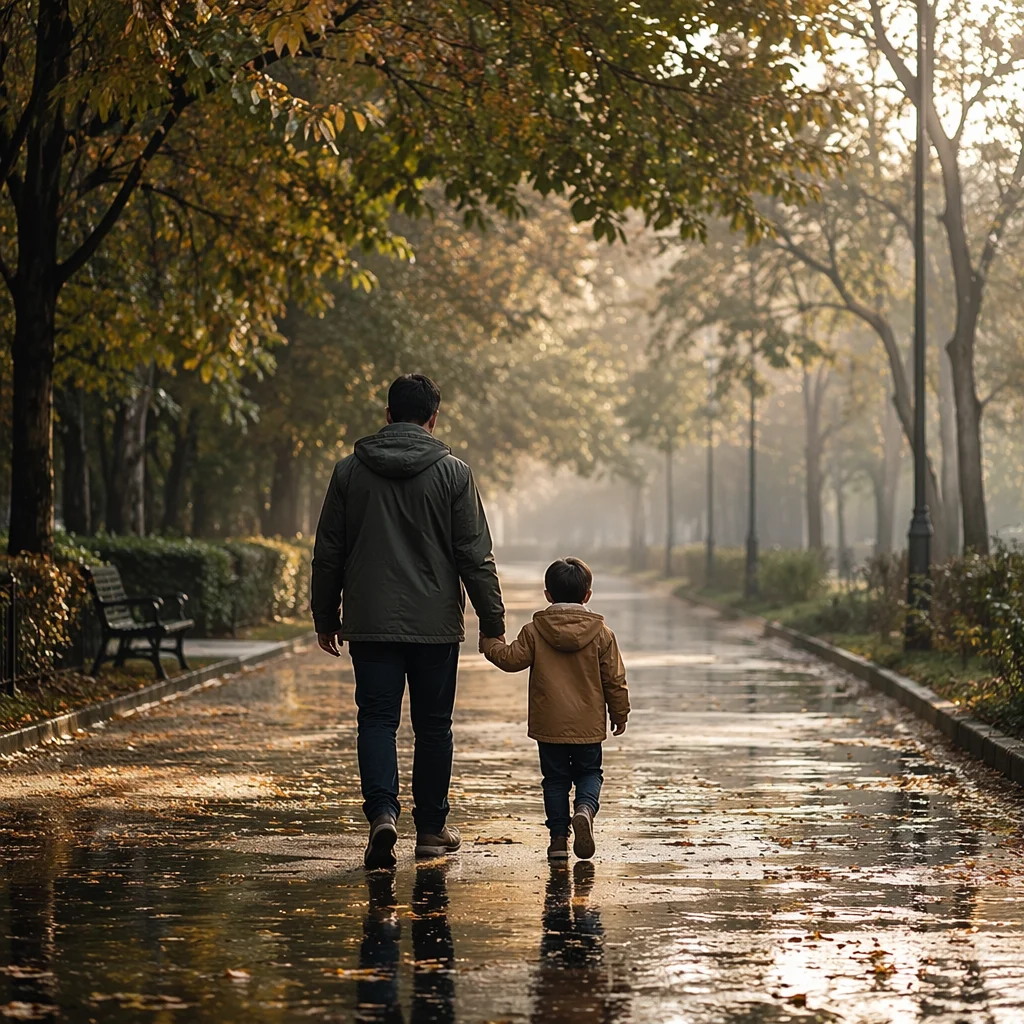 Parent and Child Walking in Trust