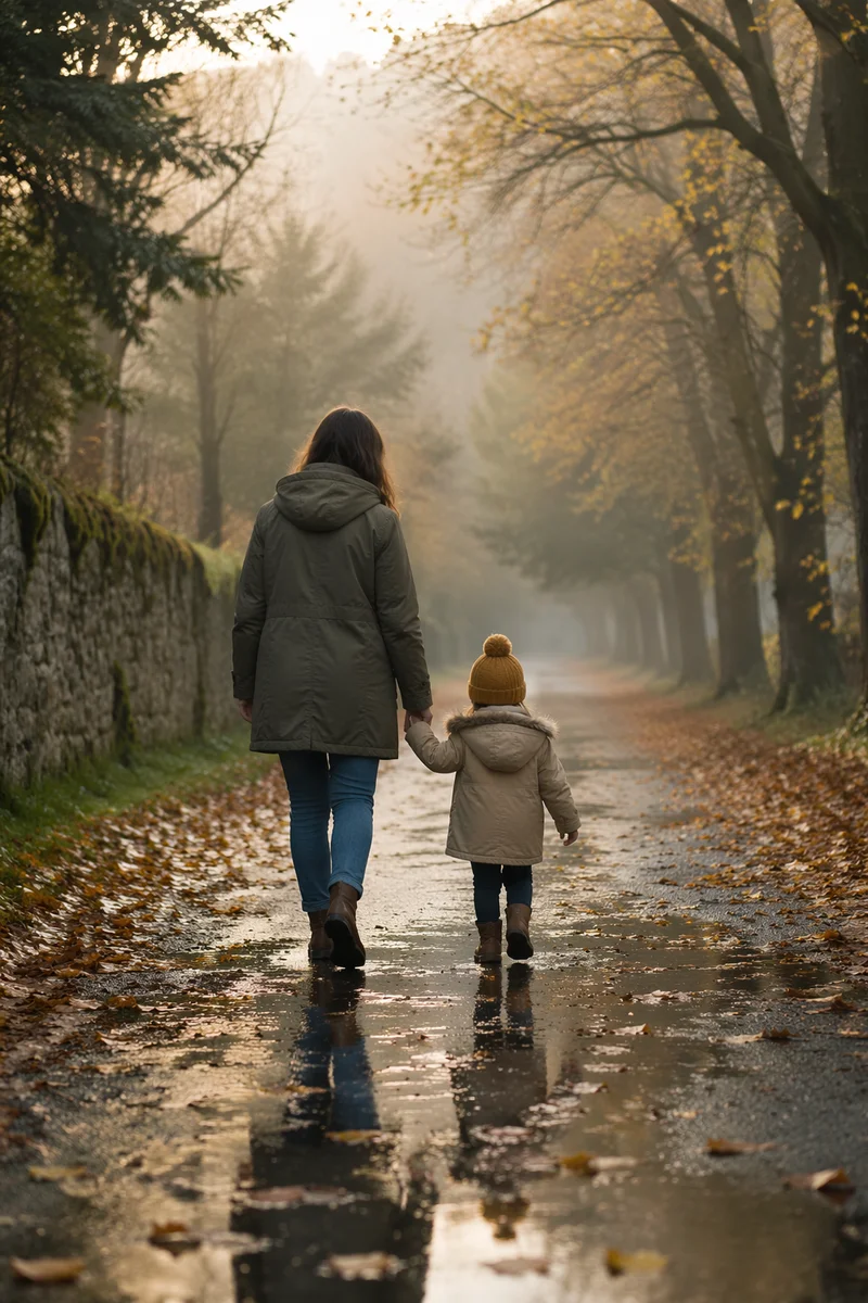 Parent and Child Walking in Trust