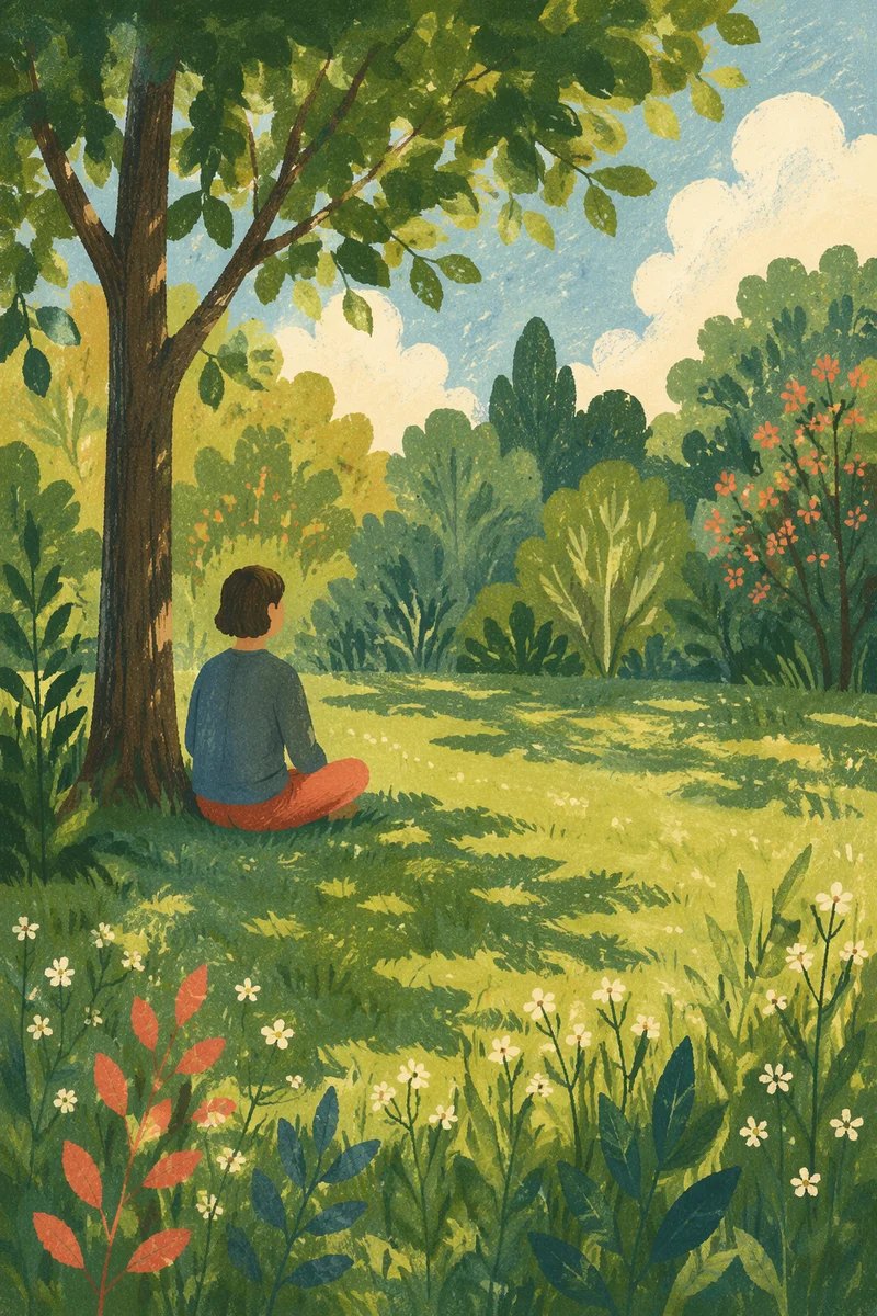 Peaceful Meditation in Sunlit Green Park