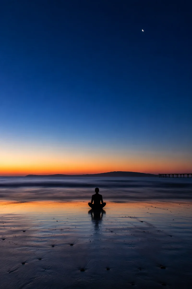 Peaceful Meditation on Twilight Shoreline