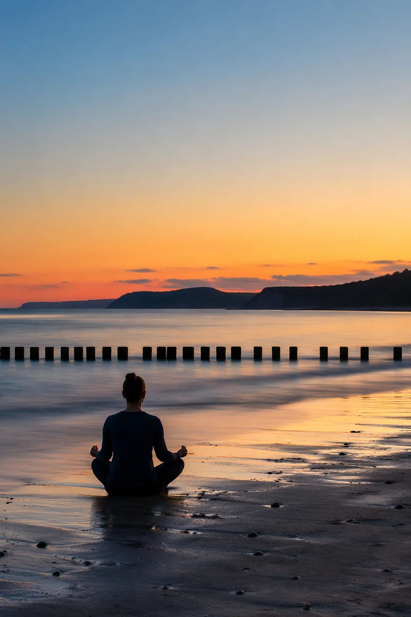 Peaceful Beach Meditation at Golden Twilight