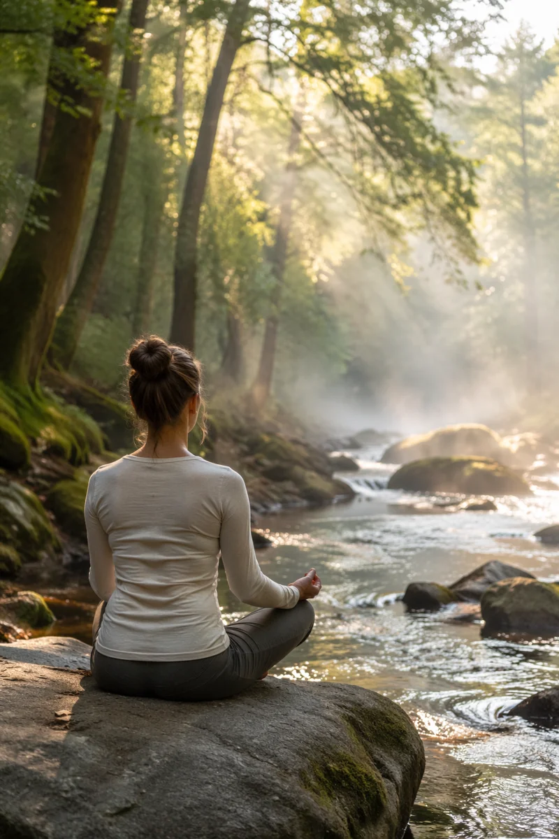 Peaceful Morning Meditation by Forest Stream