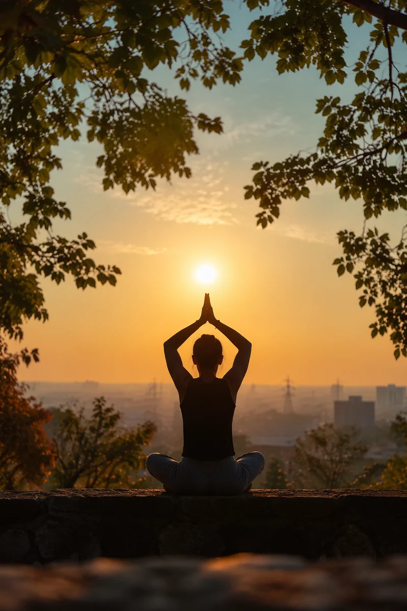 Peaceful Sunrise Meditation Silhouette in Nature