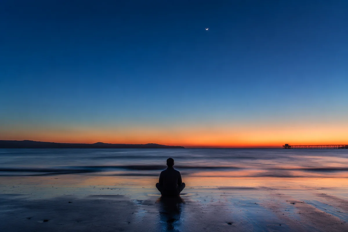 Peaceful Meditation on Twilight Shoreline