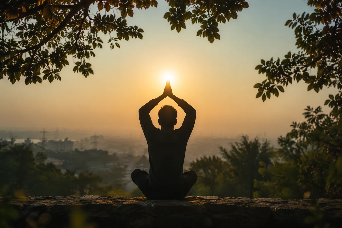 Peaceful Sunrise Meditation Silhouette in Nature
