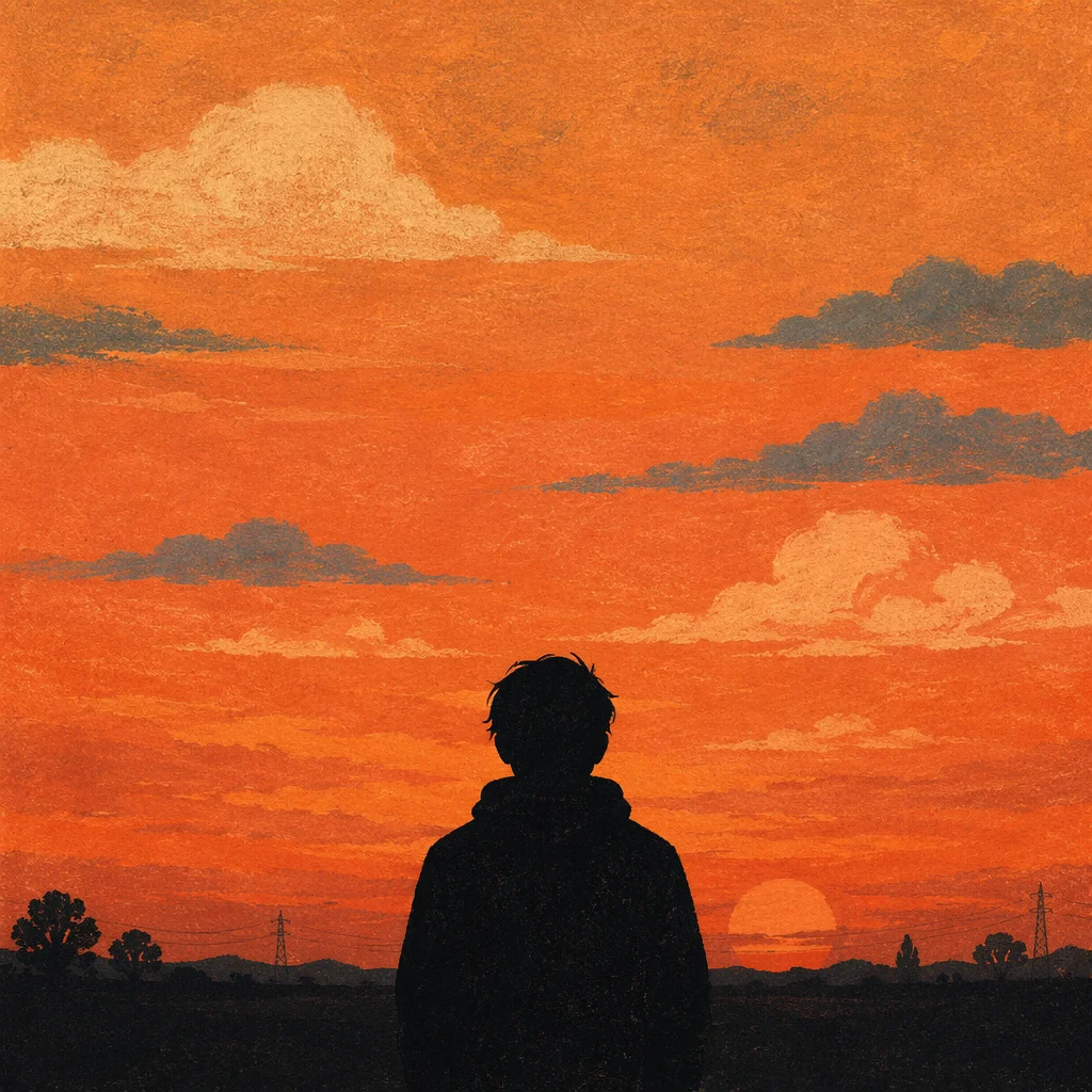 Dramatic Silhouette at Orange Sunset