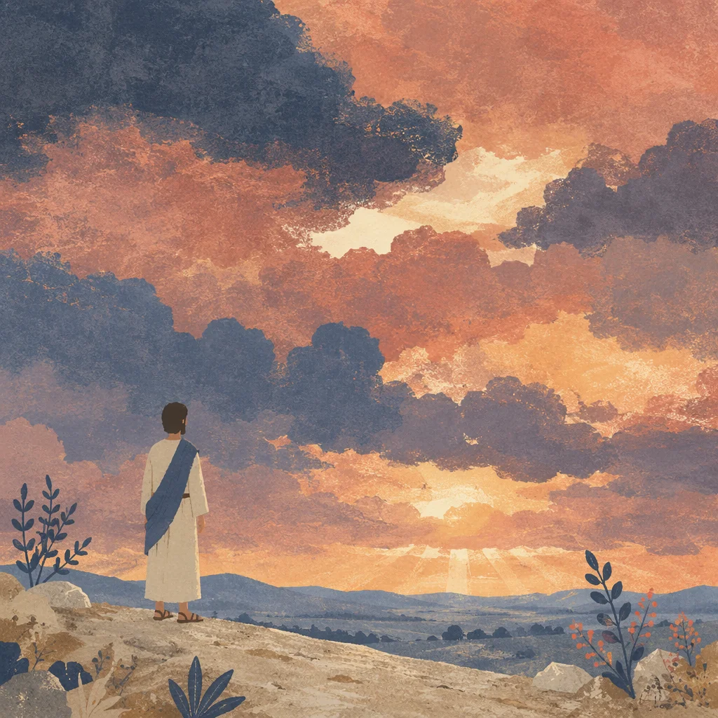 Lone Silhouette Beneath Dramatic Sunset Sky